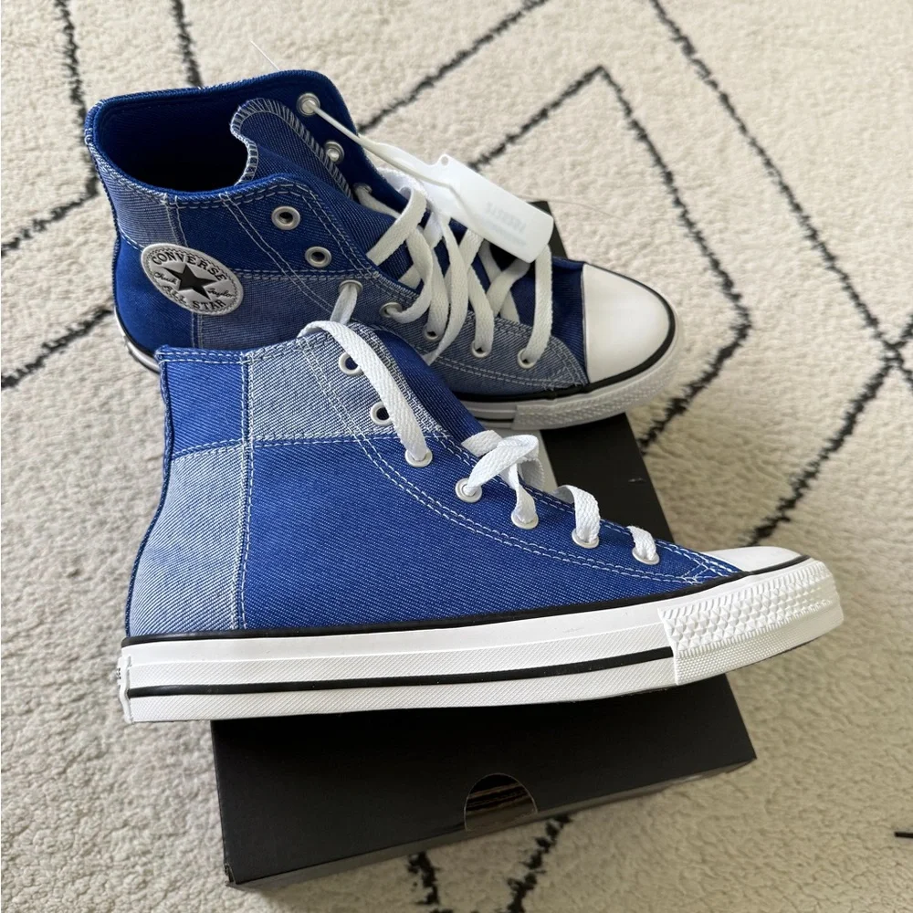 Converse Kids Blue Patchwork High-Top Sneakers